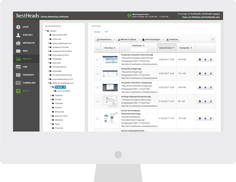 Medien Modul - bestHeads Online Marketing Software