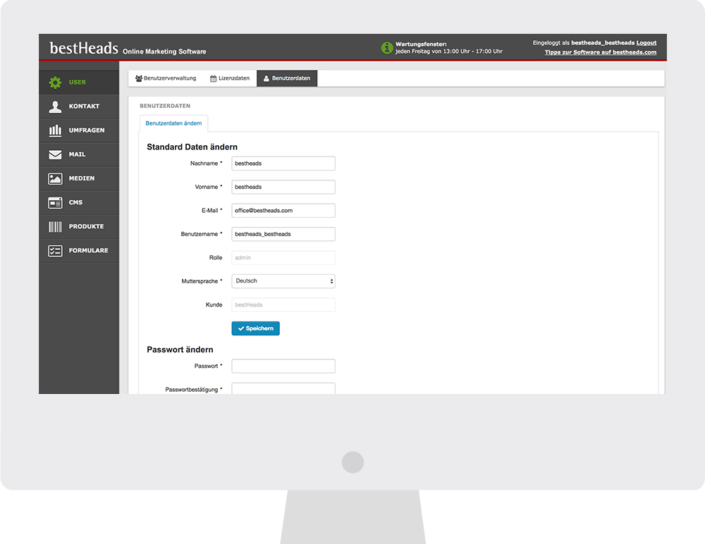 User Modul - bestHeads Online Marketing Software
