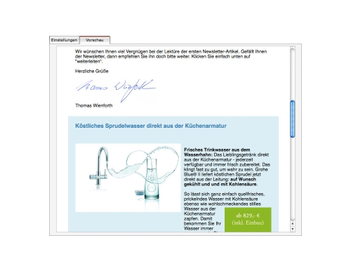 Automatische Inhalte für den Newsletter mittels Integration und Anpassung des E-Mail Moduls