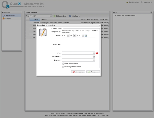 Quod.X® - Software zur Tagesreflexion