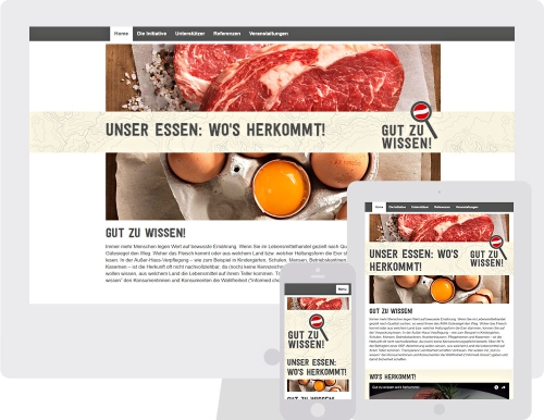 Ausgeklügelte Website für die Initiative „Gut zu wissen, wo unser Essen herkommt“